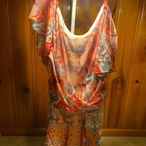 Floral cold shoulder romper